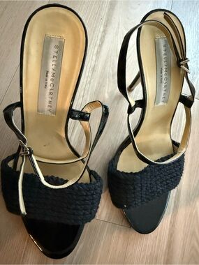 Stella McCartney Black Braided Strap Platform Sandals